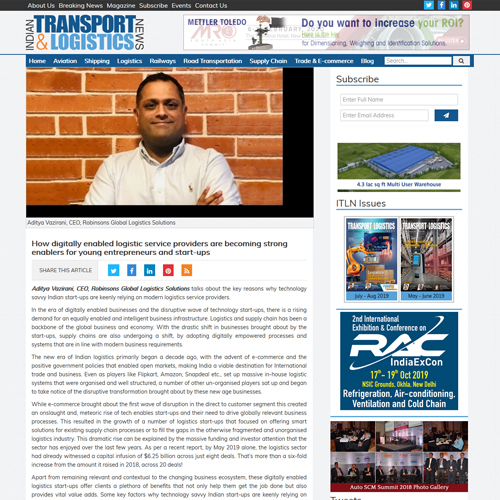 Indian transport and logistics news - tech enabled logistics